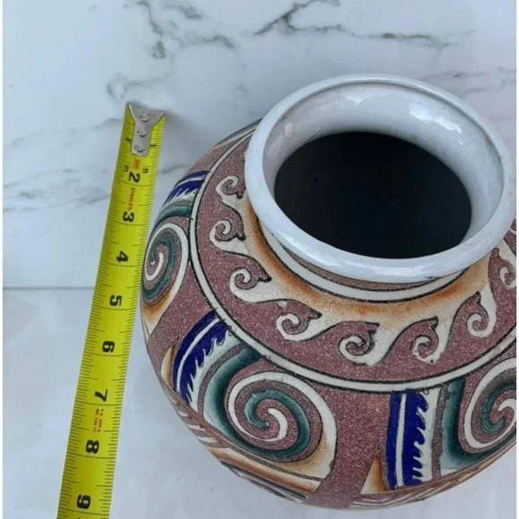 Vintage Collection Ceramic Southwestern Design Pottery Water Vase Cream Size 10" - Picture 5 of 9